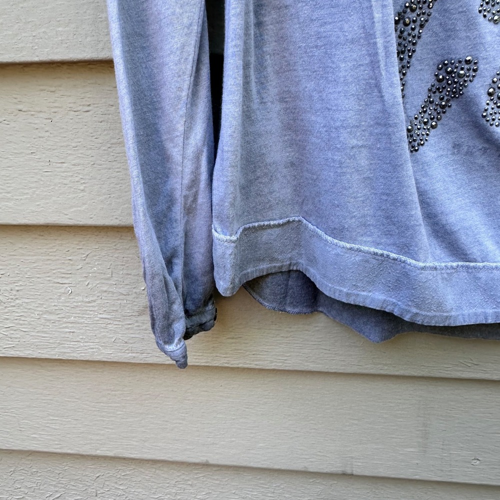 Better Rich Gray Rhinestone New York City Long Sleeve Graphic Top Cotton Modal - Picture 12 of 12